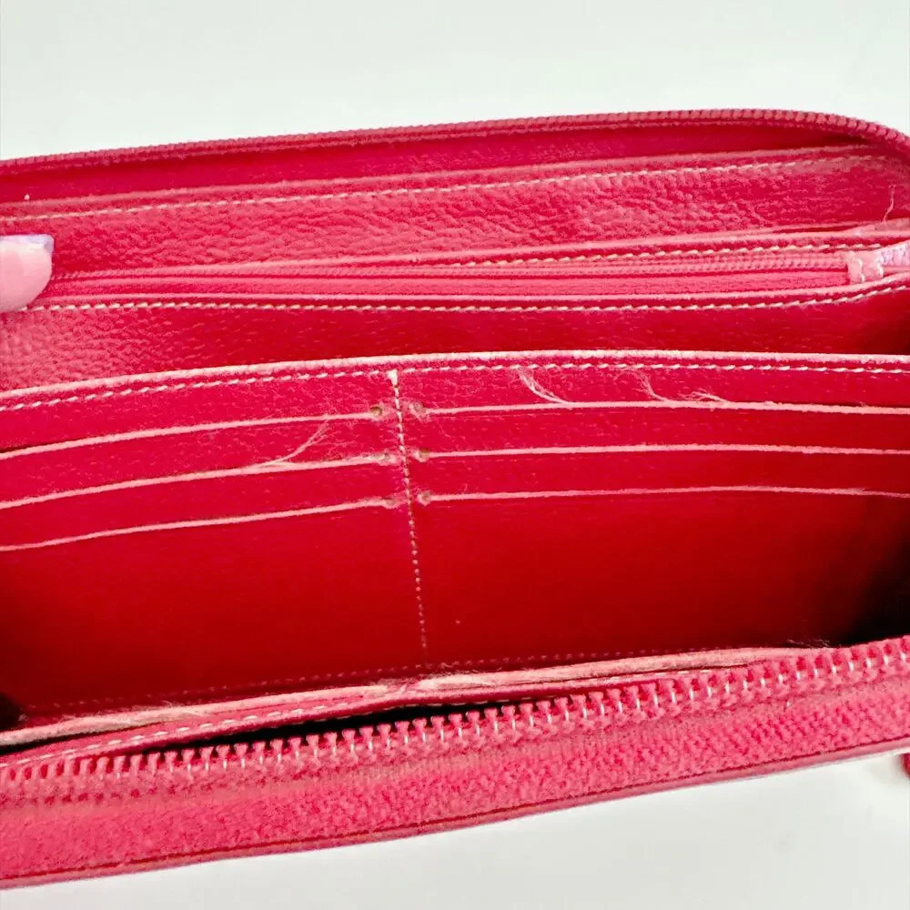 LEVENGER RED LEATHER ZIP-AROUND ACCORDION CONTINENTAL WALLET